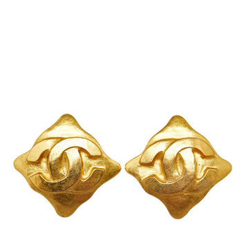 Chanel Cocomark Striped Earrings Gold  Ladies Chanel