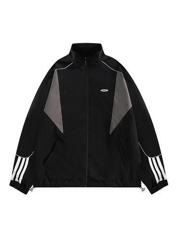 Makersluxe Contrast color patchwork Track Jacket