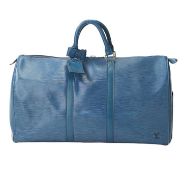 LOUIS VUITTON Boston Duffel bag M42965 Epi Leather Toledo Blue Travel bag Epi Keepall 50 unisex(Unisex) Used