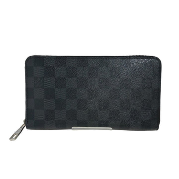 LOUIS VUITTON Long Wallet Purse N63077 Damier Grafitto Canvas black Zip Around Damier Graphite Zippy Organizer mens Used