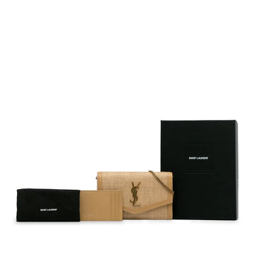 Yves Saint Laurent Uptown Wallet on Chain Brown Raffia