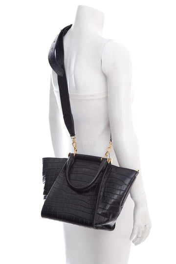 Max Mara Black Croc Embossed Handbag