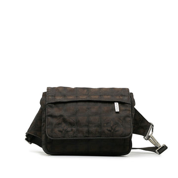 Chanel New Label Line Body Bag Black Linen Ladies Chanel Ladies Ladies Ladies Ladies Ladies Ladies Ladies