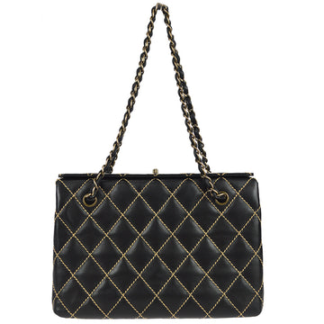 Chanel 2000-2001 Wild Stitch Chain Handbag Black Calfskin