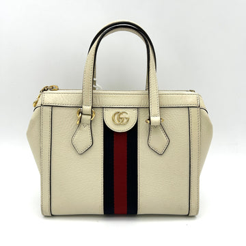 GUCCI Textured Calfskin Web Small Ophidia Tote Bag Mystic White LA30117