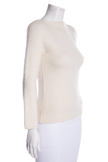 Chanel Cream Wool Boat Neck Sweater SZ 36