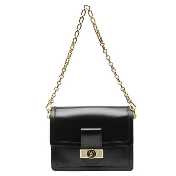LOUIS VUITTON Shoulder Bag M55821 Calf leather Noir Chain LV Lock Dauphine MM Women Used