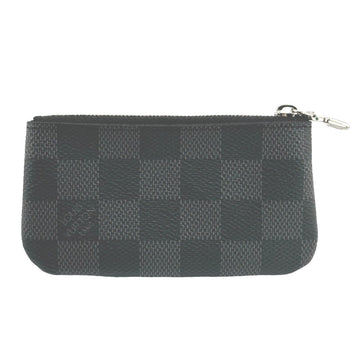 LOUIS VUITTON Key case Key holder  N60155 Damier Grafitto Canvas gray Key case Key holder for coin pocket Graphite Pochette Cre mens Used