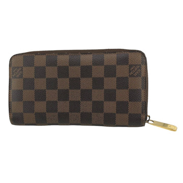 LOUIS VUITTON Long Wallet Purse N60015 Damier canvas Ebene Zippy wallet Damier Zip Around Women(Unisex) Used