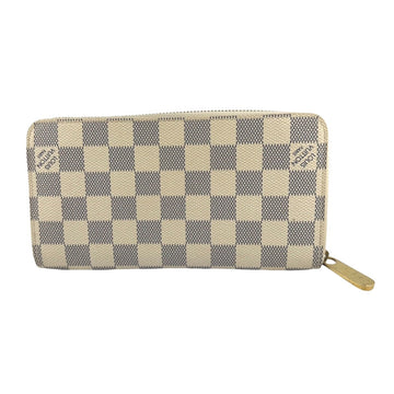 LOUIS VUITTON Long Wallet Purse N60019 Damier Azur Canvas white Zip Around Azur Zippy wallet unisex(Unisex) Used