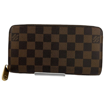LOUIS VUITTON Long Wallet Purse N60015 Damier canvas, leather Brown Zip Around Damier Zippy wallet old model Women(Unisex) Used