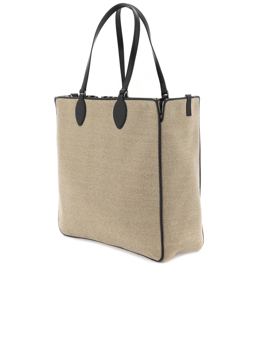 Reversible Wool Tote with Embroidered Logo and Iconographe Motif