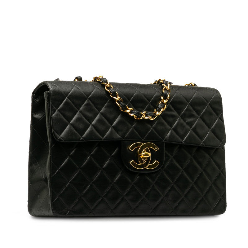 Chanel Vintage Matrasse Chain Shoulder Bag Black Lambskin Ladies
