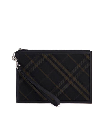 Checkered Coated Canvas Pouch Bag