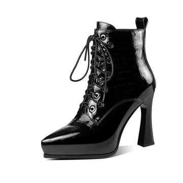 Genuine Leather Autumn WInter Warm Shoes Woman