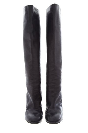 Chanel Black Leather High Boots SZ 36