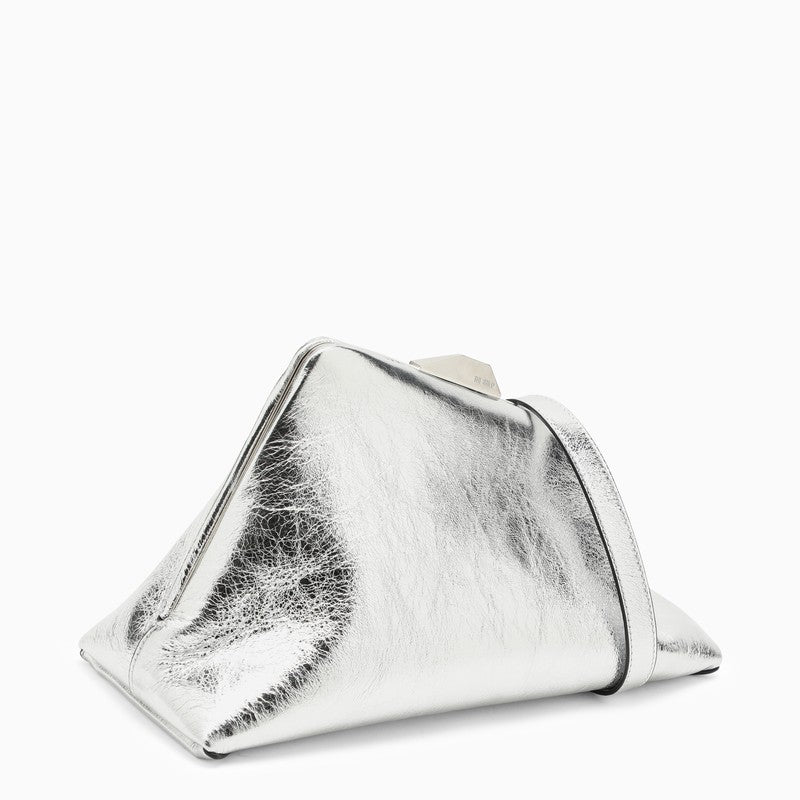The Attico Day Off Silver Leather Clutch Bag Women