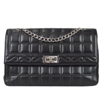 Chanel 2000-2001 Black Lambskin Medium Mademoiselle Lock Straight Flap