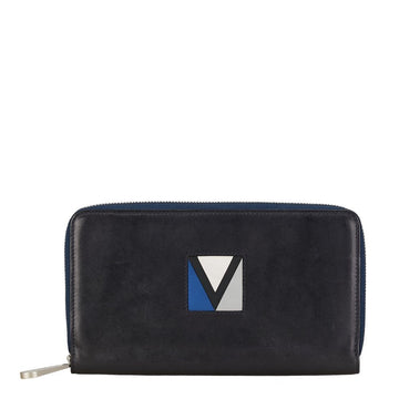 Louis Vuitton LV Cup Zippie Organizer Round Fashner Long Wallet M80709 Black Navy Leather Mens LOUIS VUITTON