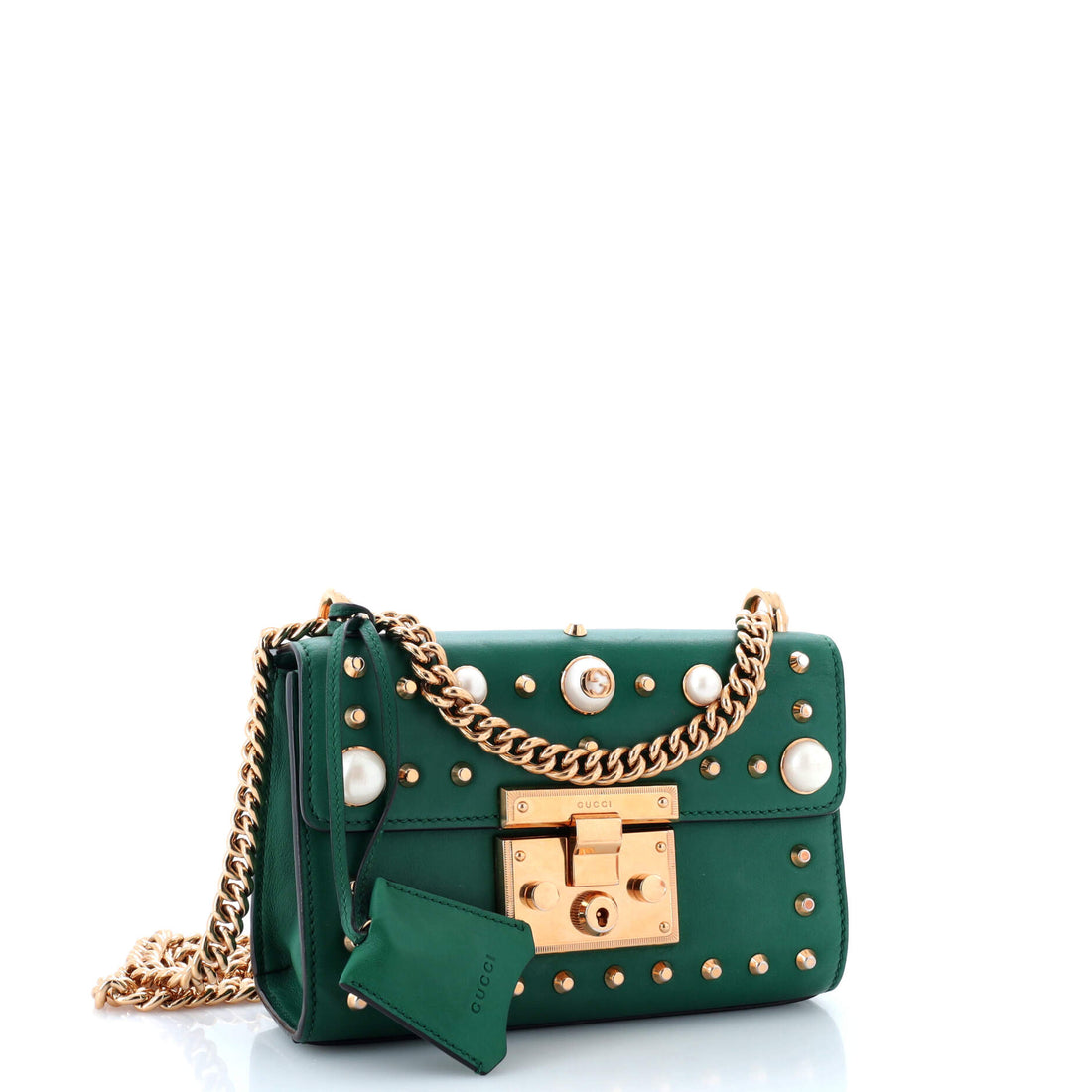 Pearly Padlock Shoulder Bag Studded Leather Small