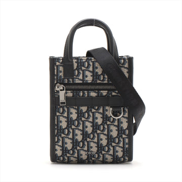 Dior Om Om Safari Canvas  Leather 2WAY Handbag Navy Navi