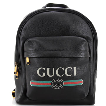 Logo Front Pocket Backpack Printed Leather