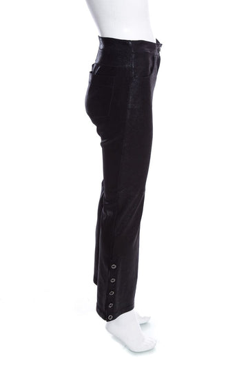 Chanel Black Sparkle Stretch Lambskin Pants SZ 38