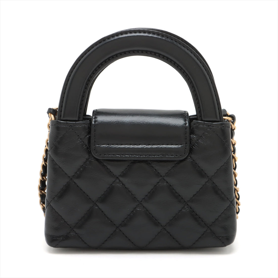 Chanel Mattress Leather 2WAY Shoulder Bag Black Gold  AP3435