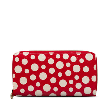 Red Louis Vuitton x Yayoi Kusama Monogram Vernis Infinity Dot Long Wallet