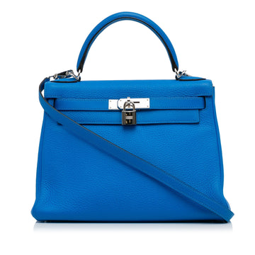 Hermès Kelly Retourne 28 Blue Togo Palladium