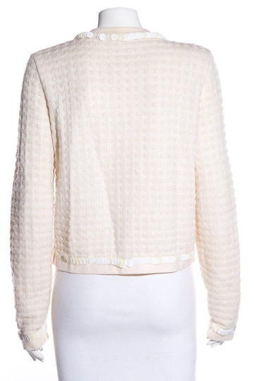Chanel Cream Sequin Trim Cardigan SZ 42