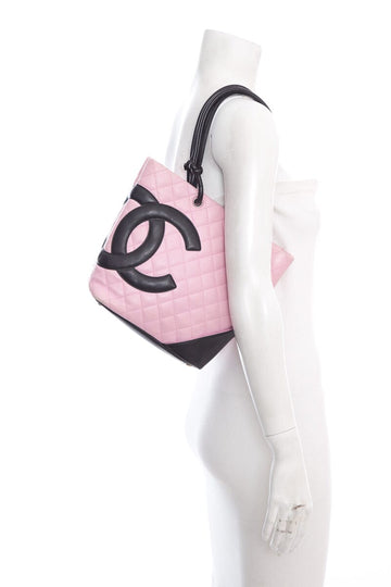 Chanel Vintage Pink and Black Small Linge Cambon Handbag