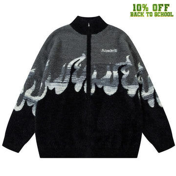 Makersluxe® Mohair Zipper Knit Sweater Flame