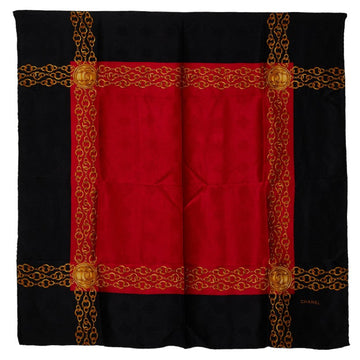 Chanel Cocomark Chain carf Black Red Multicolor Silk  Chanel