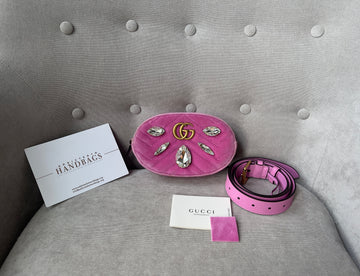 Gucci GG Pink Crystal Velvet Marmont Belt Bag (RRP £865)