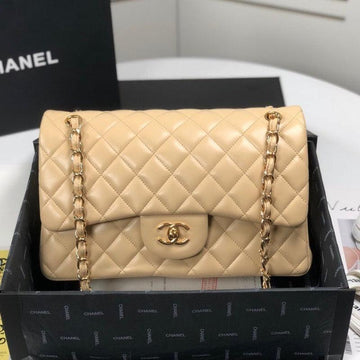 Makersluxe - Lambskin Jumbo Shoulder Bag Beige