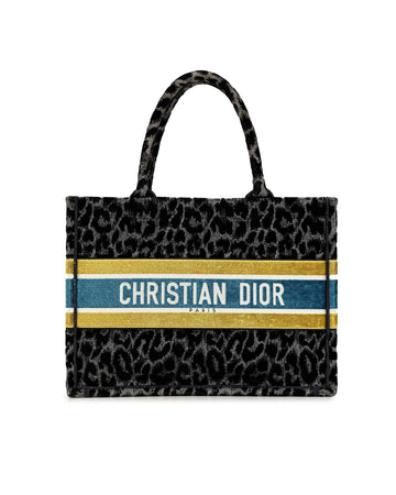 Embroidered Canvas Leopard Print Tote Bag