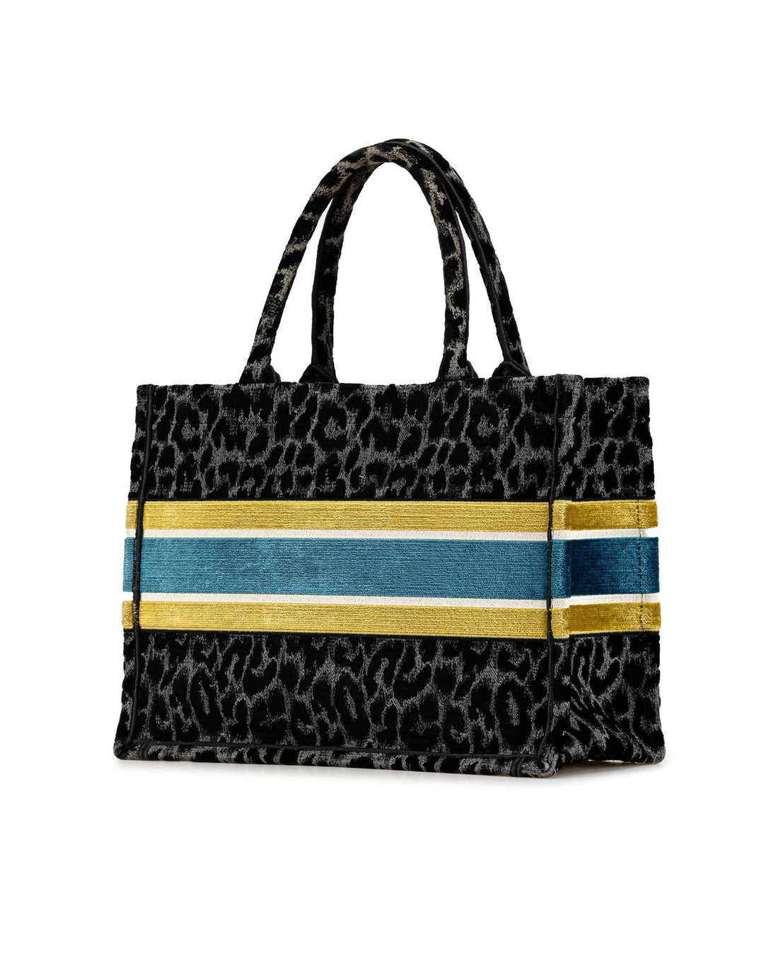 Embroidered Canvas Leopard Print Tote Bag