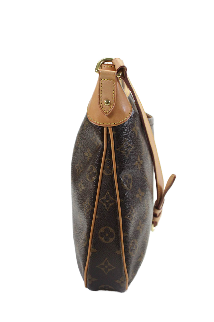 Louis Vuitton Womens Brown Leather Monogram Canvas PM Odeon Shoulder Handbag
