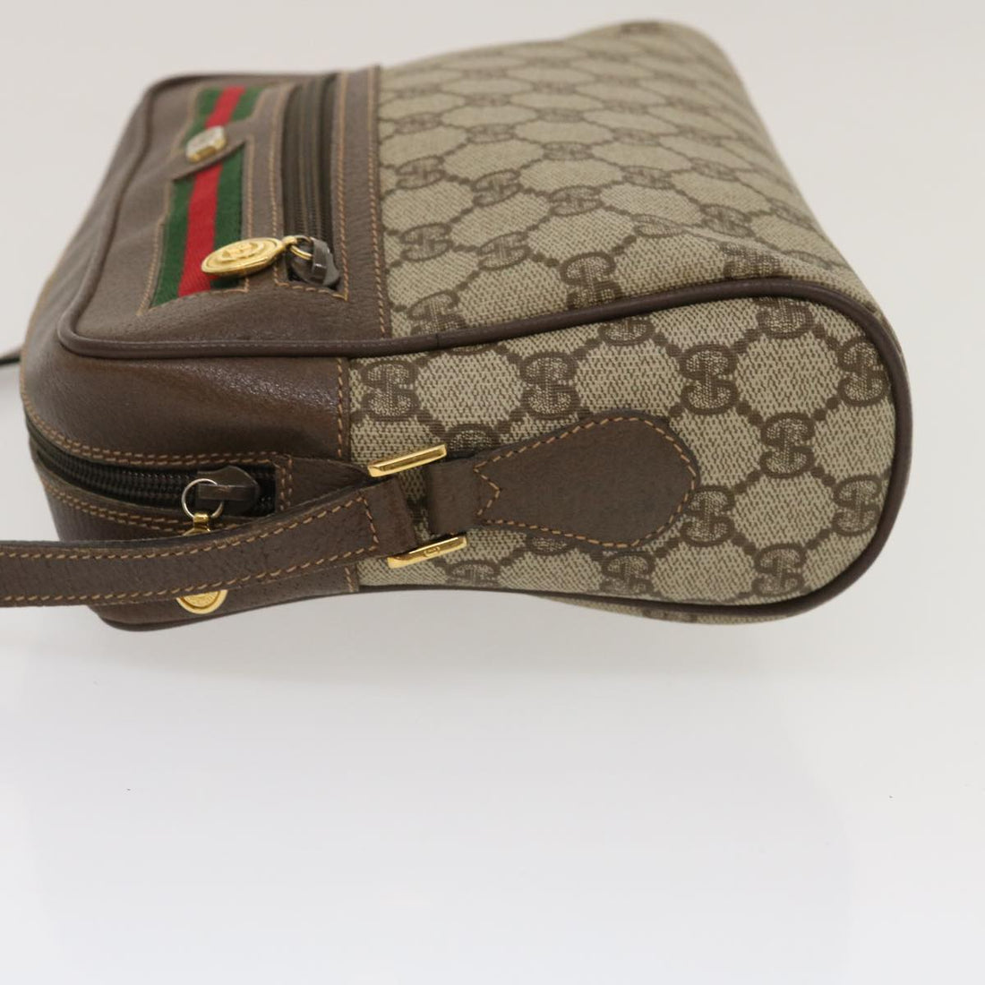GUCCI Web Sherry Line GG Canvas Shoulder Bag Beige Red Green 29796