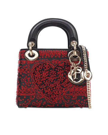 Mini Smooth Calfskin Embroidered Heart Playing Cards Lady Dior