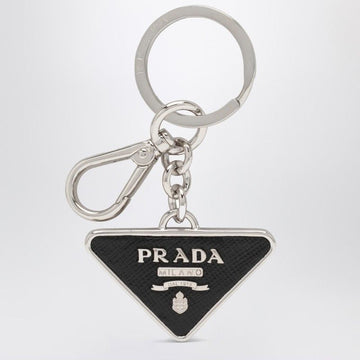 PRADA Saffiano Mini Key Ring with Leather Accents