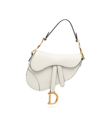 Mini Grained Calfskin Saddle Bag with Detachable Strap