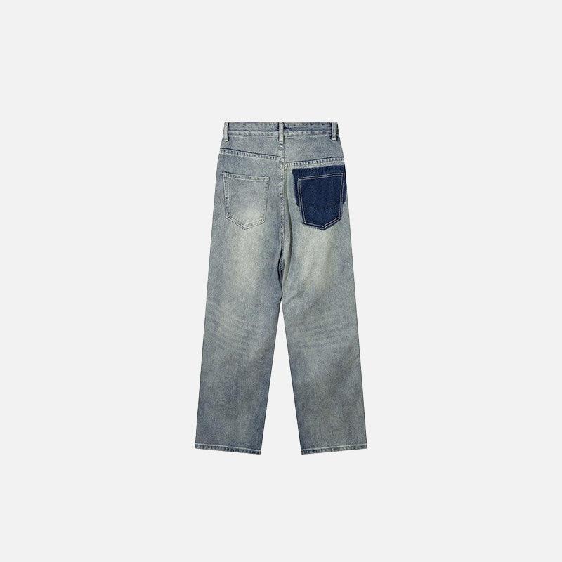 Distressed Straight Patchwork Jeans