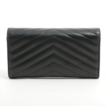Saint Laurent V Stitch Envelop Long Wallet Black
