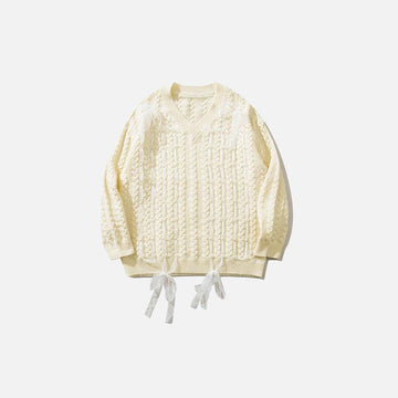 Solid Color V-Neck Knitted Sweater
