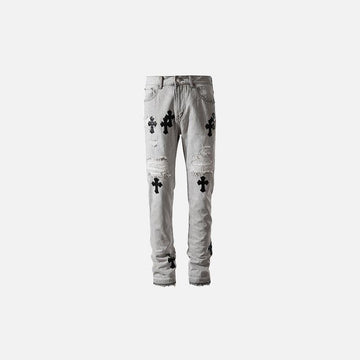 Cross Ripped Straight-fit Jeans
