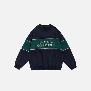 Loose Embroidered Patchwork Sweatshirt