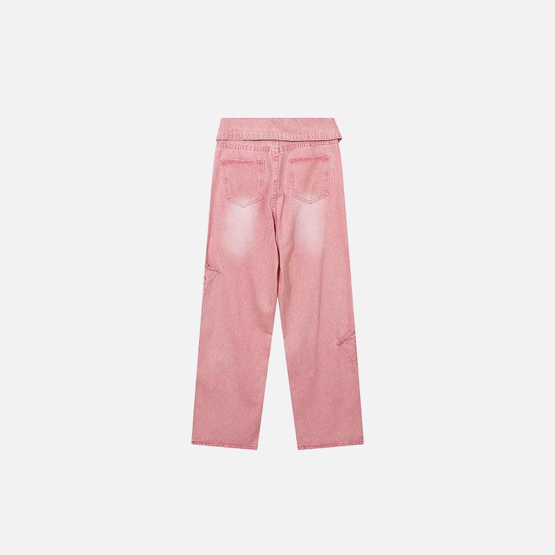 Pink Star Turned-down Waist Jeans