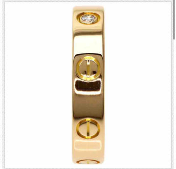 Cartier Mini Love Ring 1P Diamond 52 Ring 18k Rose Gold